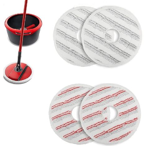 Set of 4 replacement mop heads for Vileda Spin and Clean mops, washable and reusable microfiber, compatible with the Vileda rotating mop head for cleaning floors (4 pads)