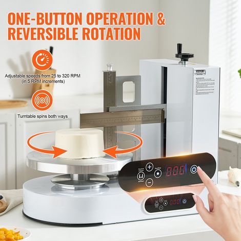 6-14 pouces machine à glacer les gâteaux, lisseur pour pâtisserie avec plateau tournant et grattoir réglable — vue 3