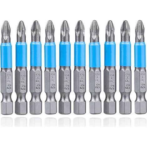 12 rutschfeste 50-mm-Schlagschrauberbits, PH2-Magnet-Kreuzschlitzschraubendreherbit, Sechskantschaft-Bit-Set für Bohrmaschinen und elektrische Schraubendreher (1/5)