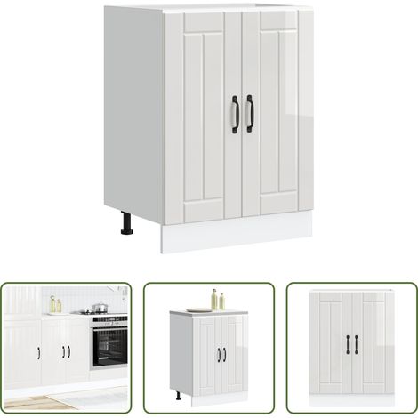 vidaXL Rangement - Meuble de base de lavabo Lucca blanc brillant bois ingénierie (1/5)