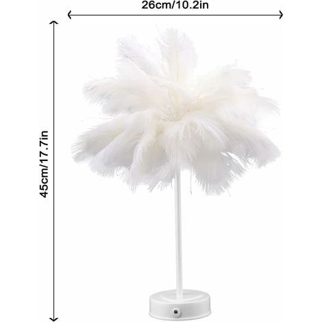 Weiße Federlampe mit Fernbedienung, Nachttischlampe, IP42, drei Betriebsmodi (1/4)