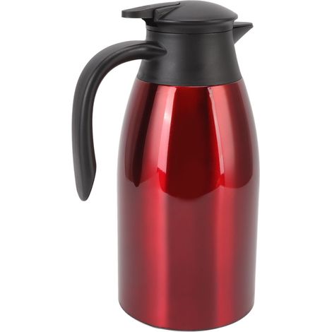 Théière isotherme en acier inoxydable 304, couvercle étanche, capacité 2 L, poignée de transport, nettoyage facile, distributeur de café isotherme rouge vin (1/5)