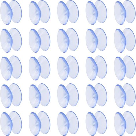(25 Pièces) Ventouses Double Face, Ventouse Table en Verre, Ventouse en Plastique PVC Transparent pour Miroir de Table en Verre (20 mm) (1/4)