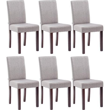 Juego de 6 sillas de comedor Ina de tela Gris claro Cappuccino