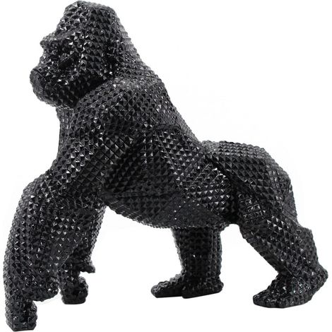 Figure gorille en résine noire 40x24x42cm – Statue décorative pour intérieur – Détails réalistes – 27430 – Signes Grimalt