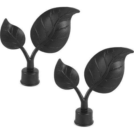 Lot de 2 Embouts de Tringle à Rideaux Romains en Plastique à Double Feuille Diamètre intérieur 22 mm Noir (1/5)