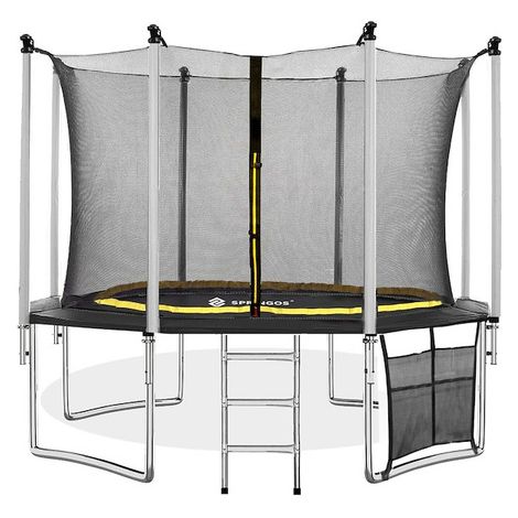 Trampolín de jardín con red y escalera de 12 pies (365 cm) para niños. (1/5)
