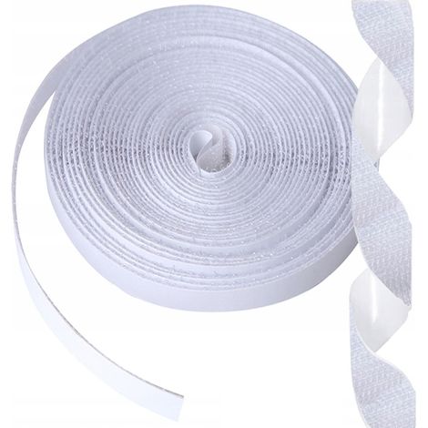 TG56031-1 Cinta de velcro para mosquiteras, blanca, autoadhesiva con pegamento, 560 cm