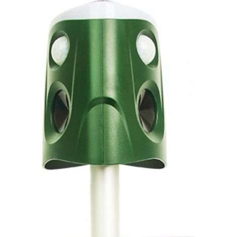 Repellente per animali a ultrasuoni a 360°, repellente solare per scoiattoli da esterno, con sensore di movimento, suono e LED lampeggiante, impermeabile, anti-cervi, anti-cani, anti-uccelli, anti-coy