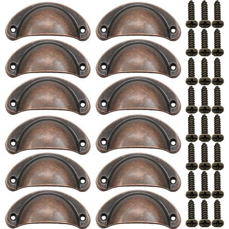 AGE Poignée Coquille Poignee de Meuble Vintage 12 Pièces, bronze rouge (1/5)