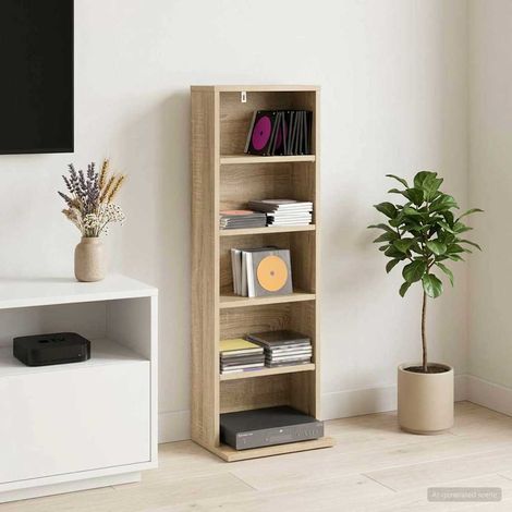 vidaXL CD Cabinet Sonoma Oak 33 x 23.5 x 97.5 cm Engineered Wood (1/5)