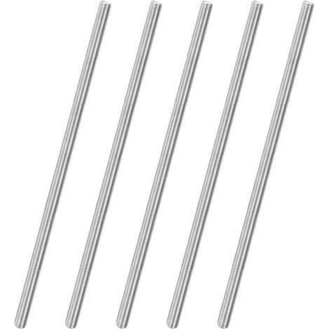 Pack of 5 fully threaded rods, M10 x 300 mm, right-hand thread in 304 stainless steel, for anchor bolts/clamps/furniture fixing brackets, metric thread screws (1/5)