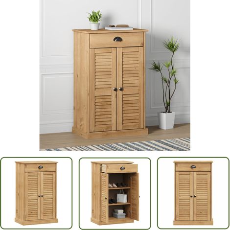 The Living Store Schuhschrank VIGO 60x35x96 cm Massivholz Kiefer - Schuhschrank - Holzschrank - Massivholzmöbel - Garderobe - Einbauschrank (1/5)