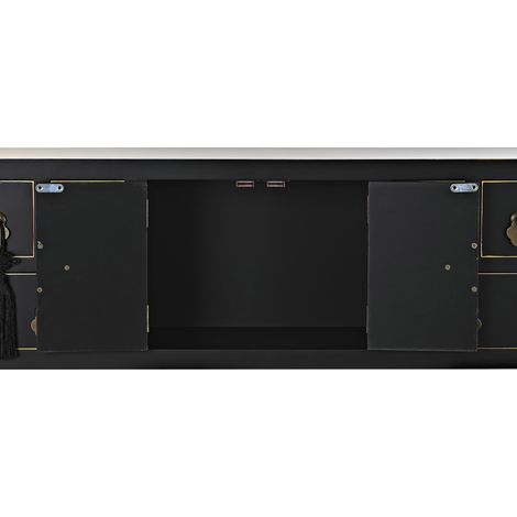 Table console en bois de sapin et MDF coloris noir - Longueur 95 x Profondeur 26 x hauteur 79 cm -PEGANE- (1/5)