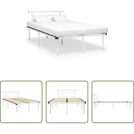 vidaXL Lit blanc -  Cadre de lit sans matelas blanc métal 120x200 cm (1/5)