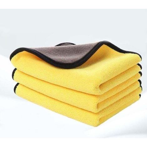 Chiffon Microfibre Voiture Lot de 3, Chiffon de Nettoyage Polissage Séchage pour l'Entretien de la Voiture en Tissu Microfibre Ultra Absorbant pour Tous Les lavages 30cm×40cm (1/4)