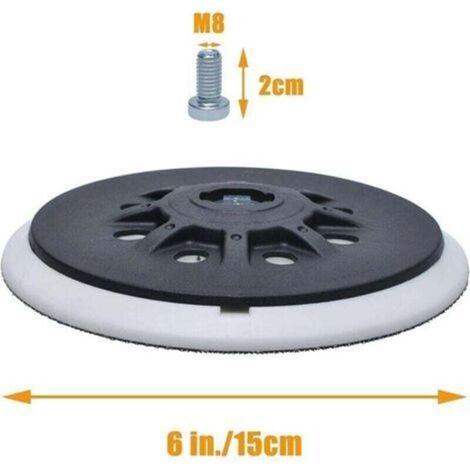 150 mm (6 pouces) Plateau de ponçage 8 trous compatible avec les ponceuses orbitales Bosch Festool ETS 150, ETS EC 150, LEX 150, WTS 150/7 498987 (souple)