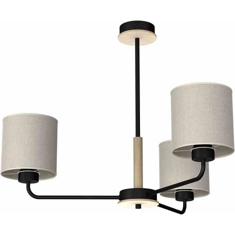 Suspension Milagro Atlanta 3 lumières Ø70 noir/bois (1/5)