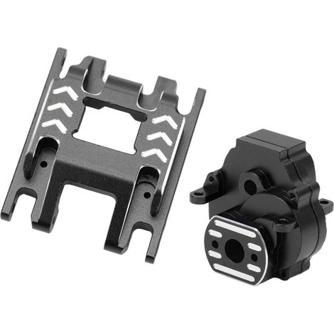 Boîtier de boîte de vitesses en alliage d'aluminium, engrenages et base pour voiture RC Traxxas 1/18 - Pièces de rechange noires (1/5)