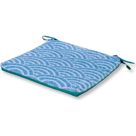 Lot de 4 Galettes de Chaise motif Éventails Verts 35x35 cm (1/5)