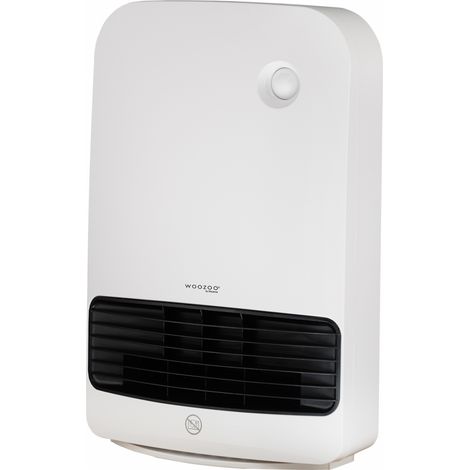 Iris Ohyama, Riscaldatore compatto / Radiatore mobile in ceramica, Portata 90cm, 1500W, Rilevatore di movimento per il risparmio, Timer, Bagno, soggiorno - Ceramic Fan Heater JCH-15TD4 - Bianco