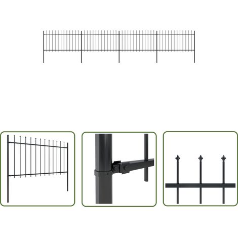 The Living Store Gartenzaun mit Speerspitzen Stahl 6,8 x 1 m Schwarz - Gartenzaun - Stahlezaunt - Metallzaun - Zaun Schwarz - Dekorative Zaunspeerspitzen (1/5)