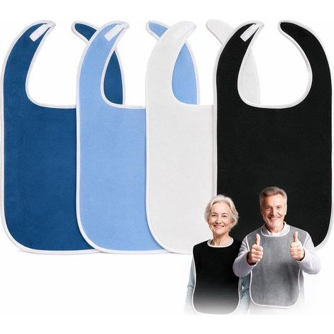 Bavoir Adulte 4 Pièces, Bavoirs 75x45 cm Lavables, Grand et pour Âgées Bibs