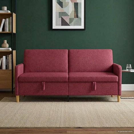 Canapé 3 places avec rangement Bordeaux en polyester 192 x 78 x 87 cm, 29.97kg - PANGIVO (1/5)