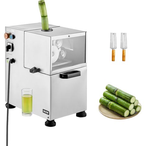 VEVOR Estrattore di Succo di Canna da Zucchero Commerciale, Macchina Elettrica per Spremitura di Canna da Zucchero da 800 W Capacita 300 kg/ora, 4 Rulli in Acciaio Inox, Estrattore di Succo