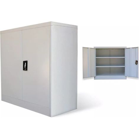 Armoire en métal gris 2 portes Phil 90cm 2 (1/5)