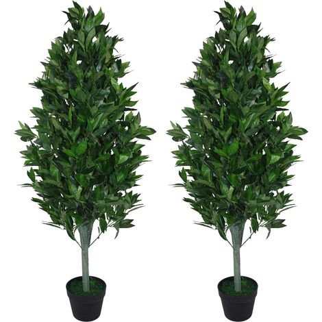 Pair of 120cm (4ft) Artificial Topiary Bay Trees Pyramid Cones - Extra Large (1/5)