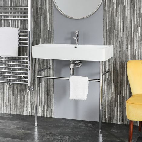 Hudson Reed Exton - Lavabo sur Pieds avec 1 Trou - 80cm x 41&445cm - Chromé