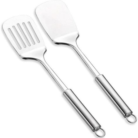 Spatule Cuisine - Acier Inoxydable - Résistante Chaleur - Pour Poisson Oeufs Crêpes - Lot de 3 (1/5)