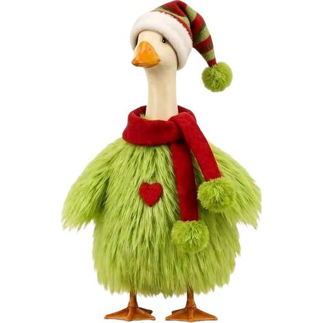 Traje navideño de ganso decorativo de 23 pulgadas: bata de felpa esponjosa con capucha y cinturón. (1/5)