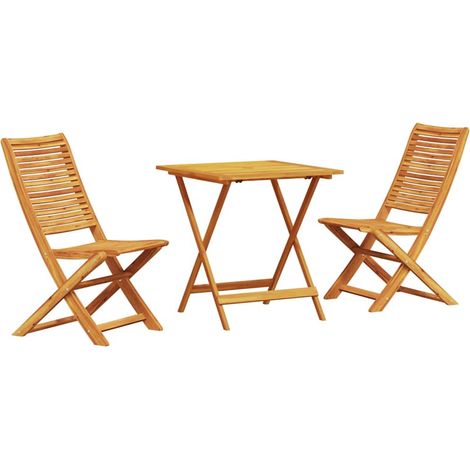 Maison Exclusive - Klapp Bistro Set 3 pcs Braun Massivholz Akazie