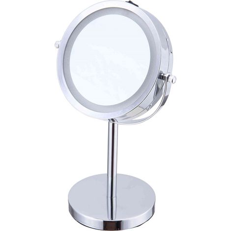 Miroir grossissant en métal inox à LED (1/3)
