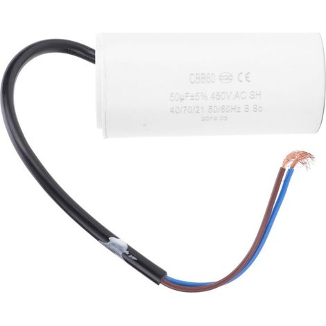 CBB60 450V 50µF (Mikrofarad) Anlaufkondensator für Motoren mit Anschlusskabel (1/5)