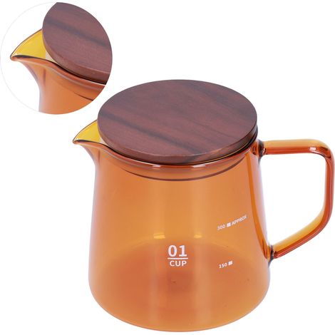 Teetasse aus Borosilikatglas, 300 ml, hitzebeständig, für den Hausgebrauch, Kaffee- und Wasserbehälter mit Deckel, braun (1/5)