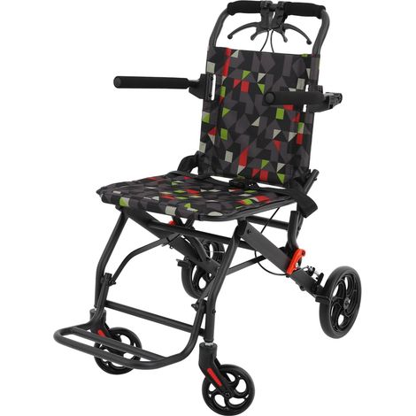 Fauteuil roulant de transport, pliable, léger, avec accoudoirs et repose-pieds pliables, jusqu'à 100 kg, pour la maison, les maisons de retraite, les excursions