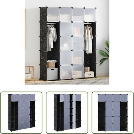 vidaXl Armario modular 14 compartimentos negro y blanco 37x146x180,5cm (1/5)