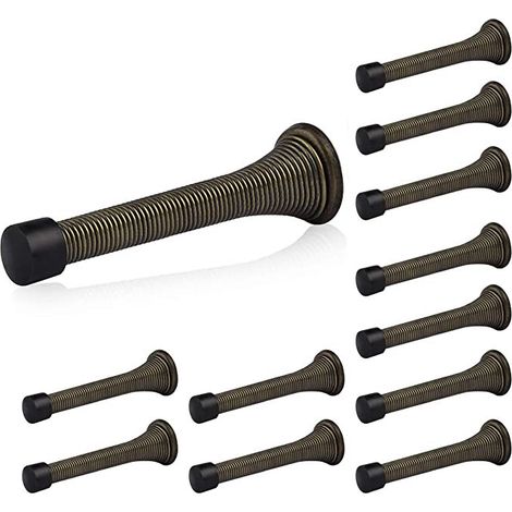 12 Arrets Porte Ressort Metal 85mm Bronze avec Vis Plaque (1/5)
