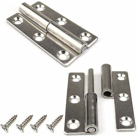 Set mit 4 abnehmbaren 7,5 cm Edelstahl-Türscharnieren 304 für Innen- und Außentüren (linkshändig)