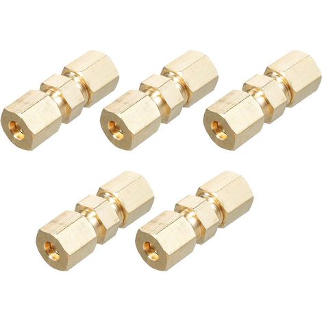 Lot de 5 adaptateurs de conduite de frein en cuivre de 3/16 pouce, raccord à compression compatible avec les remorques et les camions (1/2)