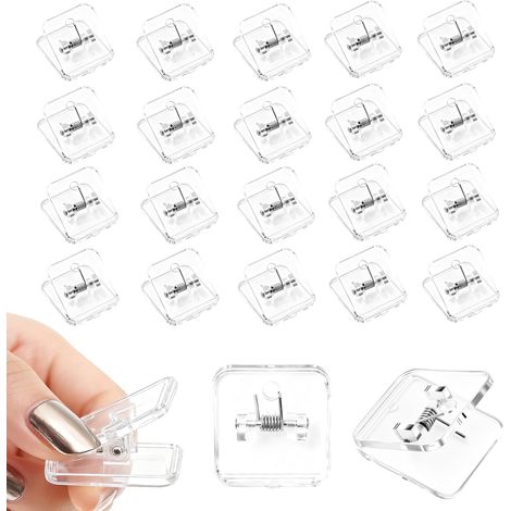 Lot de 20 clips muraux autocollants transparents, format mini, pour photos, affiches, décorations murales, câbles légers et accessoires de bureau (1/5)