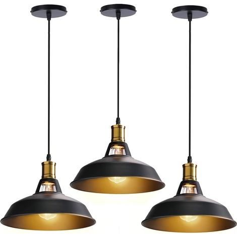 Suspension Luminaire Vintage Métal 27cm pour Salon Cuisine Restaurant 3pcs (1/5)