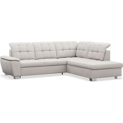 Selsey Jamaal - Ecksofa mit Schlaffunktion und Stauraum, rechtsseitig, creme (1/5)