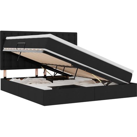 Maison Exclusive - Lit de rangement LED avec matelas Noir 160 x 200 cm Tissu