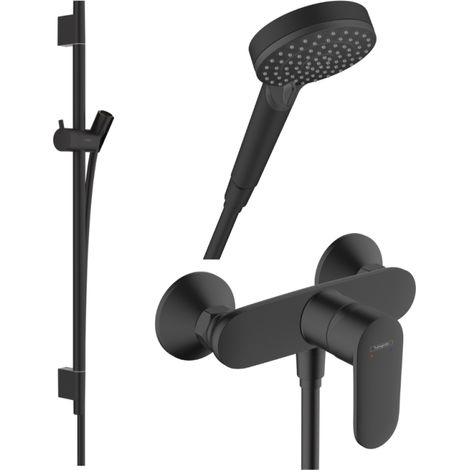 Pack mitigeur douche mécanique HANSGROHE Vernis Blend + Barre Unica S Puro + flexible + Pommeau Vernis Blend Vario noir mat