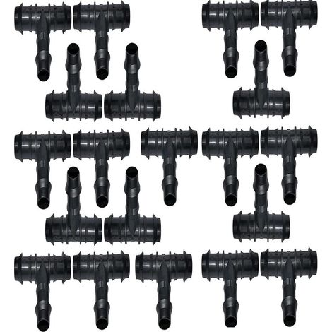 Té Raccord Irrigation Goutte-à-Goutte - Pour Tuyau 16 Mm - Plastique Robuste Résistant Uv - Système Arrosage Jardin Potager - Lot De 20 Pièces (1/5)