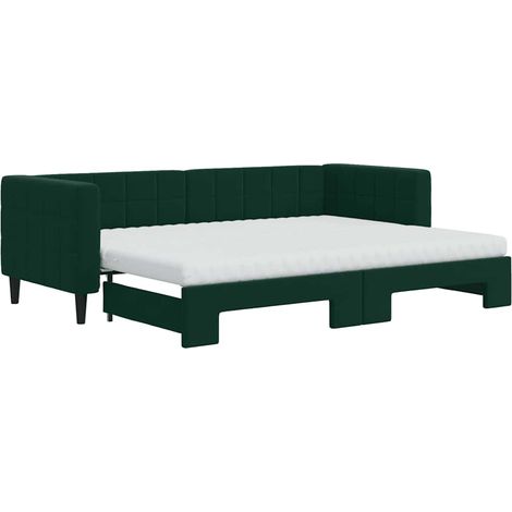 Maison Exclusive - Divano Letto Estraibile Materassi Verde Scuro 80x200 Velluto